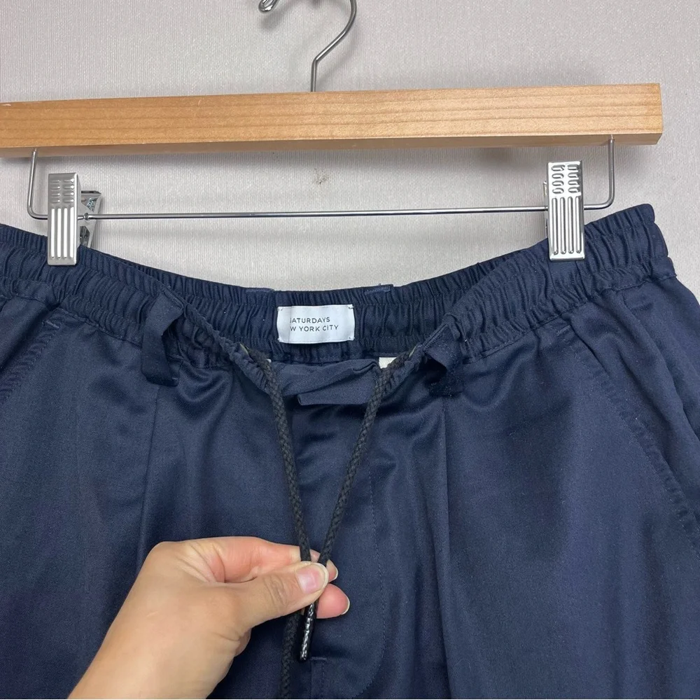 Saturdays NYC Blue Drawstring Shorts Wool Blend‎ Size XS 8”